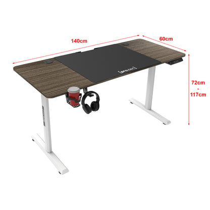 Hoogteverstelbaar Bureau – Zit-Sta Bureau – Verstelbaar Bureau – Elektrisch Bureau – Bureau voor Thuiswerken – 140x60 cm Werkblad – Stille Motor met Geheugenfunctie – Wit