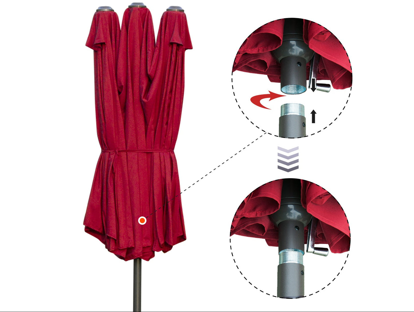XXL Parasol – Tuinparasol – Terrasparasol – Zonneparasol – Balkonparasol – Bordeauxrood – Extra Groot 4,6 x 2,7 m – Staal Frame Met Ballastzakken