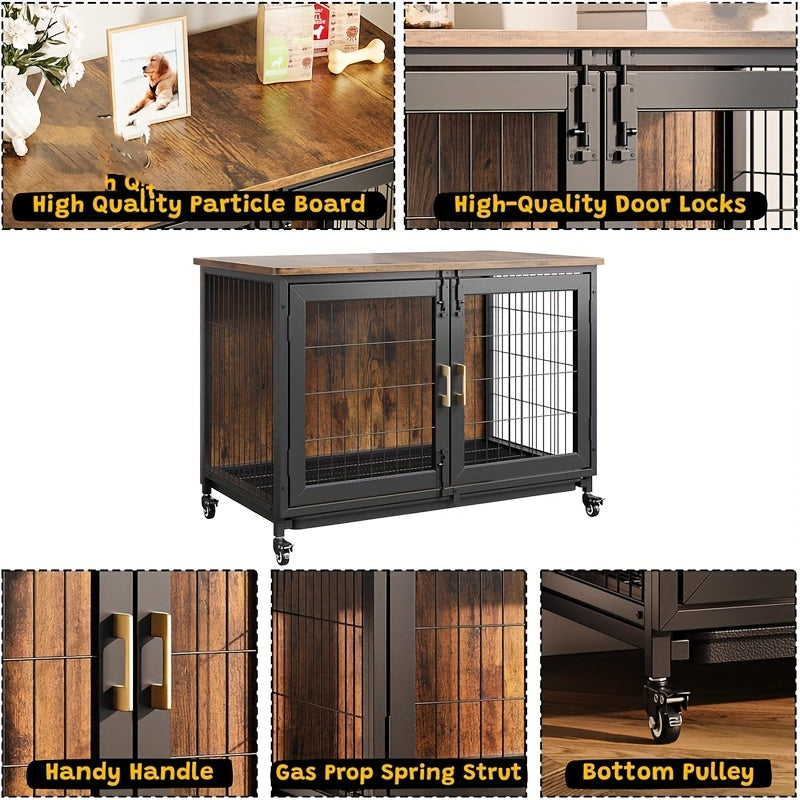 Hondenbench – Bench – Hondenkooi – Hondenhok – Transportbench – 95,25 cm – Met Wieltjes – Uitneembare Tray – Voor Kleine en Middelgrote Honden Tot 29,94 kg