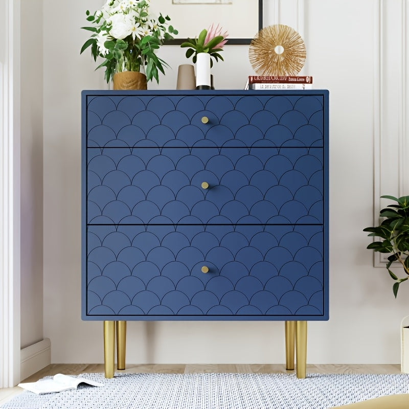 Ladekast – Ladenkast – Ladenkastje – Commode – Opbergkast – Navy Blauw – 3 Lades – Duurzaam Bamboe – Eenvoudige Montage
