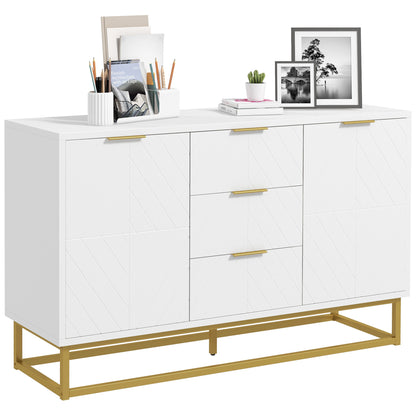 Dressoir – Opbergkast – Buffetkast – Kast – Sideboard – Geometrische Deuren – MDF Met Metalen Onderstel – 120x40x76 cm – Anti-Kantelbeveiliging