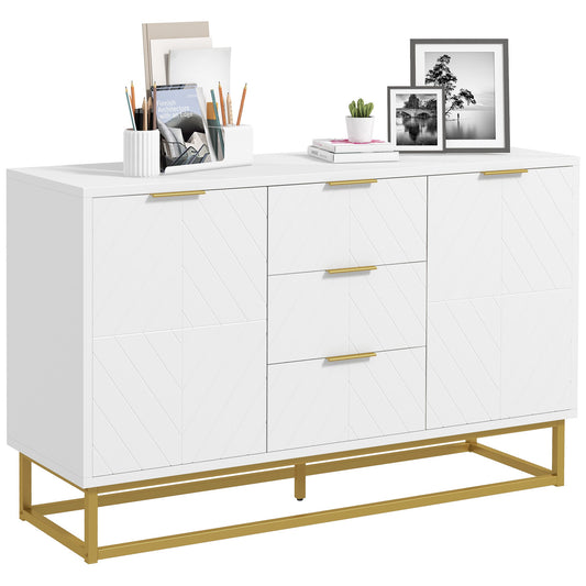 Dressoir – Opbergkast – Buffetkast – Kast – Sideboard – Geometrische Deuren – MDF Met Metalen Onderstel – 120x40x76 cm – Anti-Kantelbeveiliging
