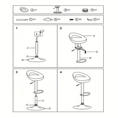 Barstoel – Barkruk – Barkruk – Keukenstoel – Bistrostoel – Verstelbaar 60-80 cm – Draaibaar Met Voetsteun – Set Van 4 Wit ABS – Stapelbaar & Onderhoudsvriendelijk