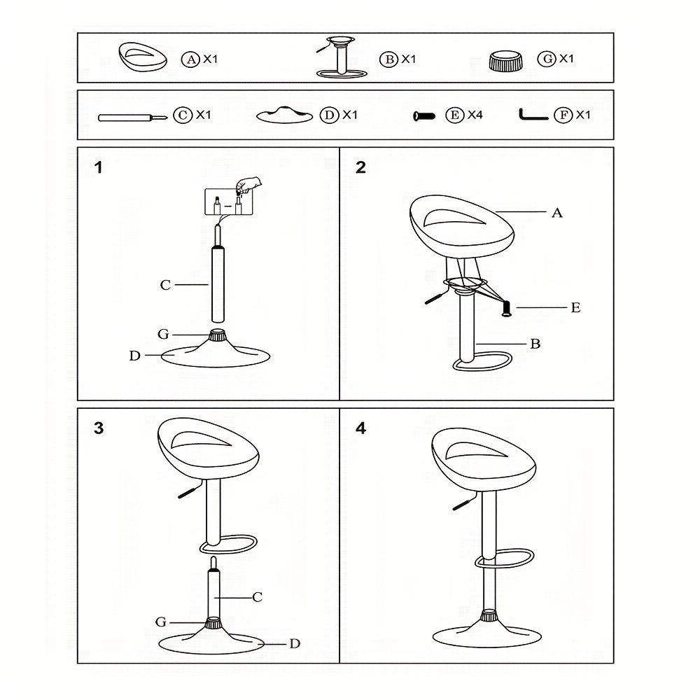 4pcs ABS Bar Stools with Footrest, Commercial Grade Heavy Duty Bar Stools, Height Adjustable 60-80cm, Modern Swivel Bar Stools for Coffee Shop/Bar/Restaurant/Office (White), Bar Stools for Kitchen Island, Stackable Stools, Ba