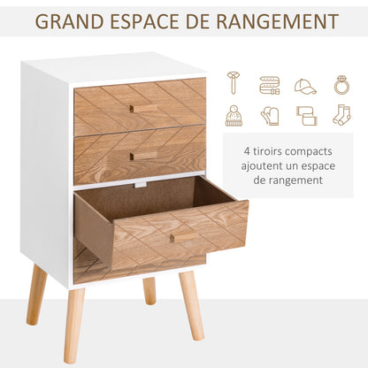 Scandinavisch Nachtkastje – Bedkastje – Ladeblok – Opbergkast – Dressoir – Compact Formaat 40x30x75 cm – Massief Hout & MDF