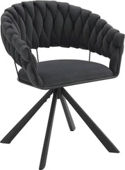 Luxe eetkamerstoel set van 2 - Draaibare eetstoel - Fluweel eetkamerstoel - Eettafel stoel - Velvet - Stoel - Gevlochten - Set - Grijs