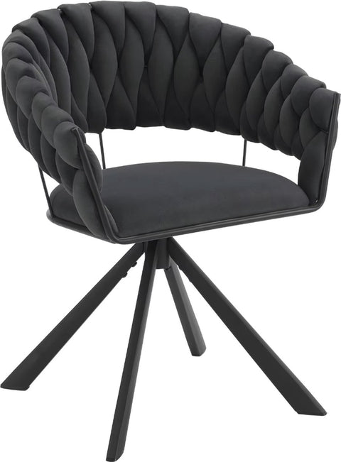 Luxe eetkamerstoel set van 2 - Draaibare eetstoel - Fluweel eetkamerstoel - Eettafel stoel - Velvet - Stoel - Gevlochten - Set - Grijs