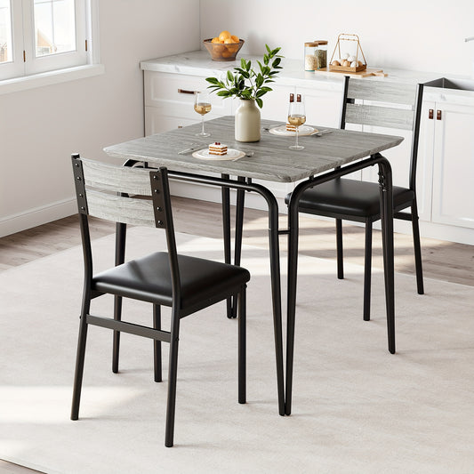 Eettafelset 4 Personen – Eettafel Met Stoelen – Dinerset – Eetkamerset – Compacte Eettafel – MDF Tafelblad – Comfortabele Gestoffeerde Stoelen