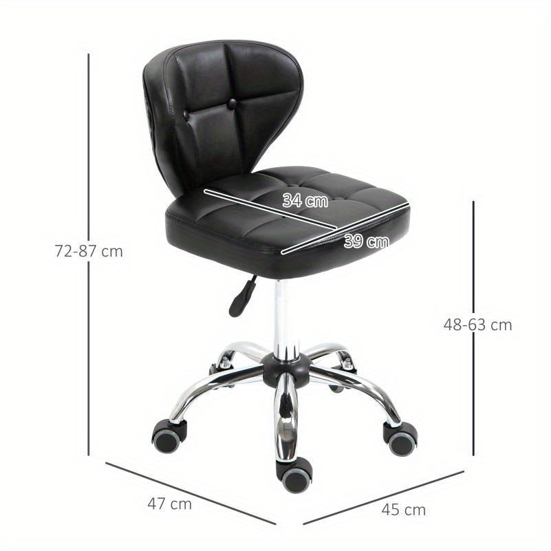 Barkruk – Barstoel – Draaistoel – Kruk – Zitstoel – Verstelbare Zithoogte 72-87 cm – Donkergrijs Synthetisch Staal – Met Rugleuning – Set van 2