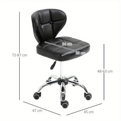 Barkruk – Barstoel – Draaistoel – Kruk – Zitstoel – Verstelbare Zithoogte 72-87 cm – Donkergrijs Synthetisch Staal – Met Rugleuning – Set van 2