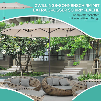 Parasol – Zonwering – Tuinparasol – Terrasparasol – Dubbele Parasol – Extra Groot Ovaal – Handzwengel – Waterafstotend Polyester