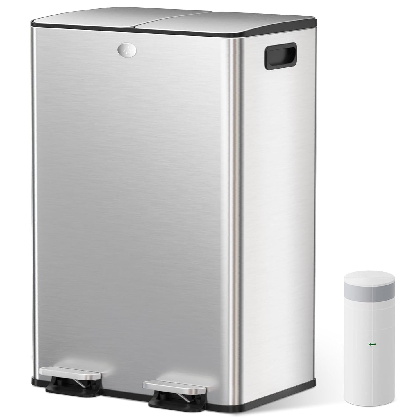Dubbele Prullenbak – Afvalbak – Afvalemmer – Vuilnisbak – Recyclingcontainer – 2x30L Inhoud – Zacht Sluitende Deksel – RVS Duurzame Constructie