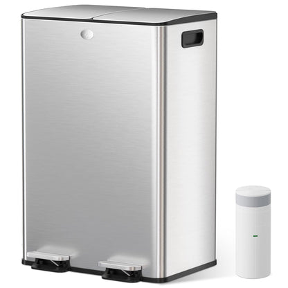 Dubbele Prullenbak – Afvalbak – Afvalemmer – Vuilnisbak – Recyclingcontainer – 2x30L Inhoud – Zacht Sluitende Deksel – RVS Duurzame Constructie