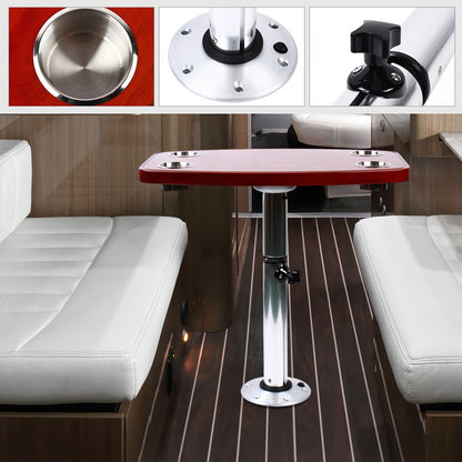 Campingtafel – Klaptafel – Vouwtafel – Tuintafel – Kampeertafel – Verstelbaar Aluminium Onderstel – Gelakt Eikenhout 60x38 cm