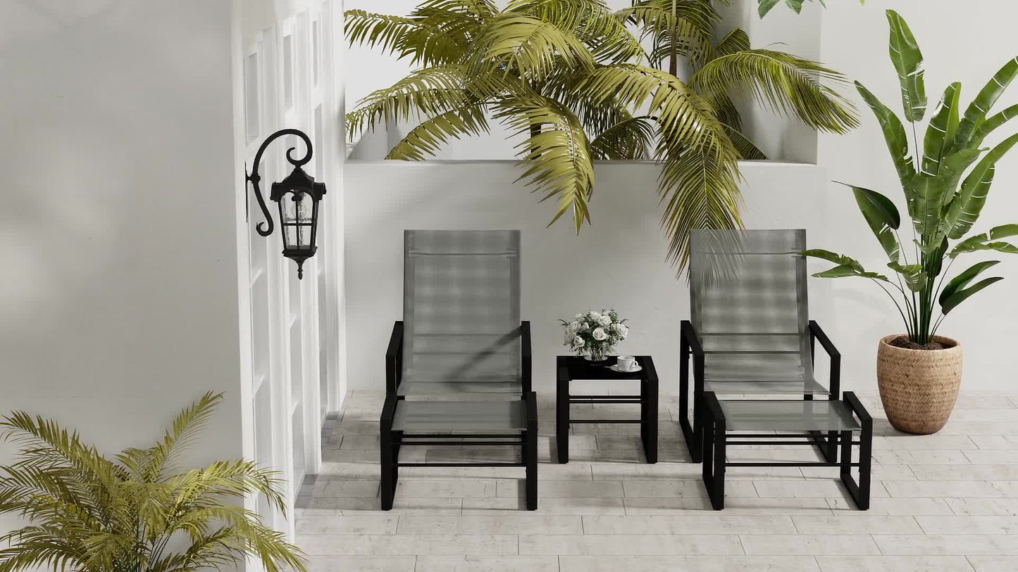 Loungeset – Tuinmeubilair – Buitenmeubels – Balkonset – Terrasstoel – Compact en Weerbestendig – Comfortabel Grijs Mesh