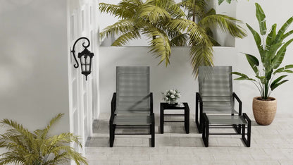 Loungeset – Tuinmeubilair – Buitenmeubels – Balkonset – Terrasstoel – Compact en Weerbestendig – Comfortabel Grijs Mesh