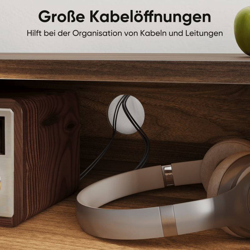 TV-meubel – Tv-meubelkast – Mediaconsol – Entertainment Meubel – Tv Kast – Walnoot Houtlook – 110 cm Breed – Geschikt Voor 32-45 Inch Televisies