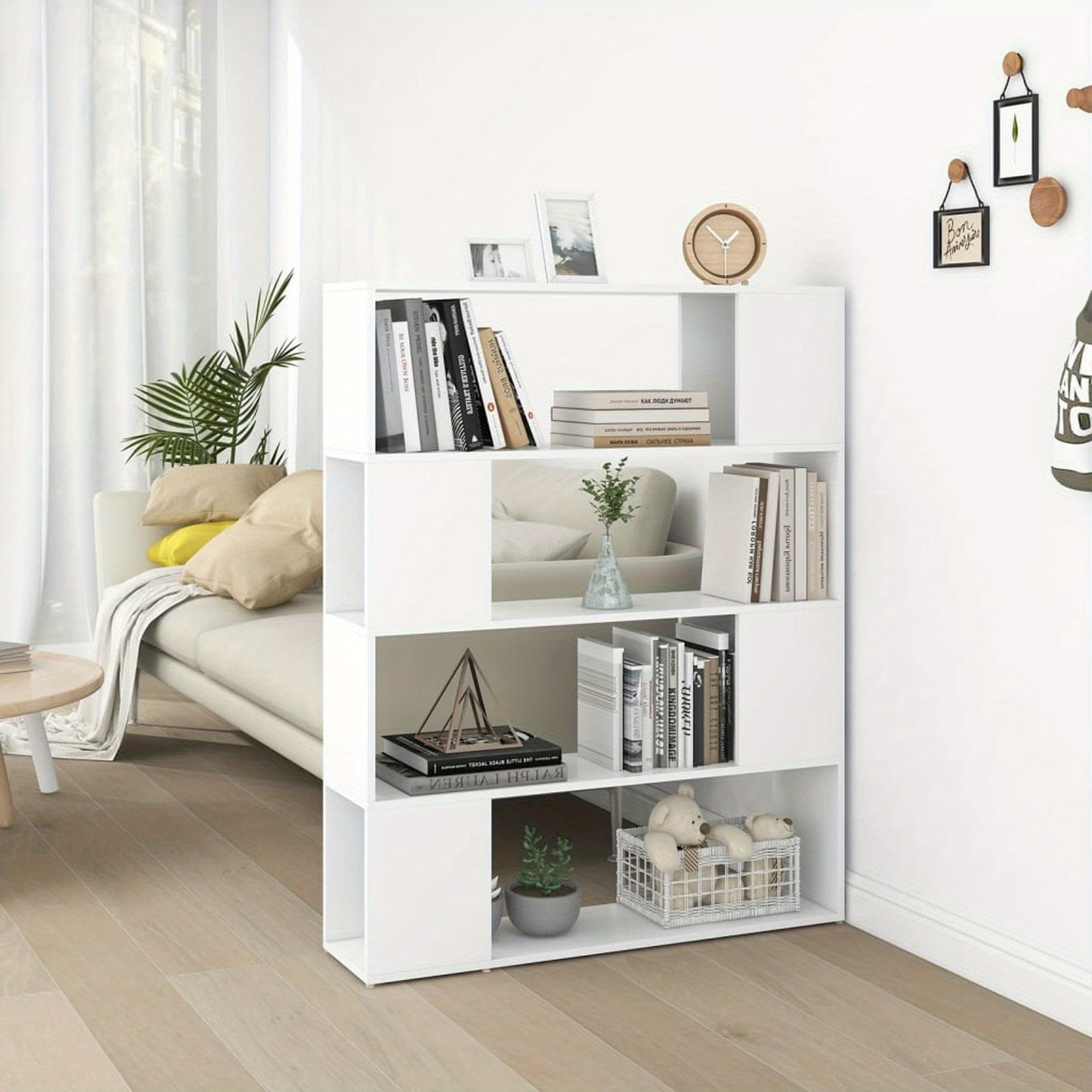 Boekenkast Wit – Room Divider – Opbergkast – Wandkast – Vakkenkast – Modern Design – 100x24x124 cm – Multifunctioneel Voor Woonkamer & Kantoor