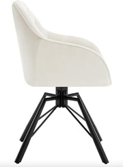 Eetkamerstoel - Set van 2 stoelen - Fluweel eetkamer stoel - Eettafel stoel - Fauteuil - Draaibaar - Velvet - Metalen poot - Wit/Cream