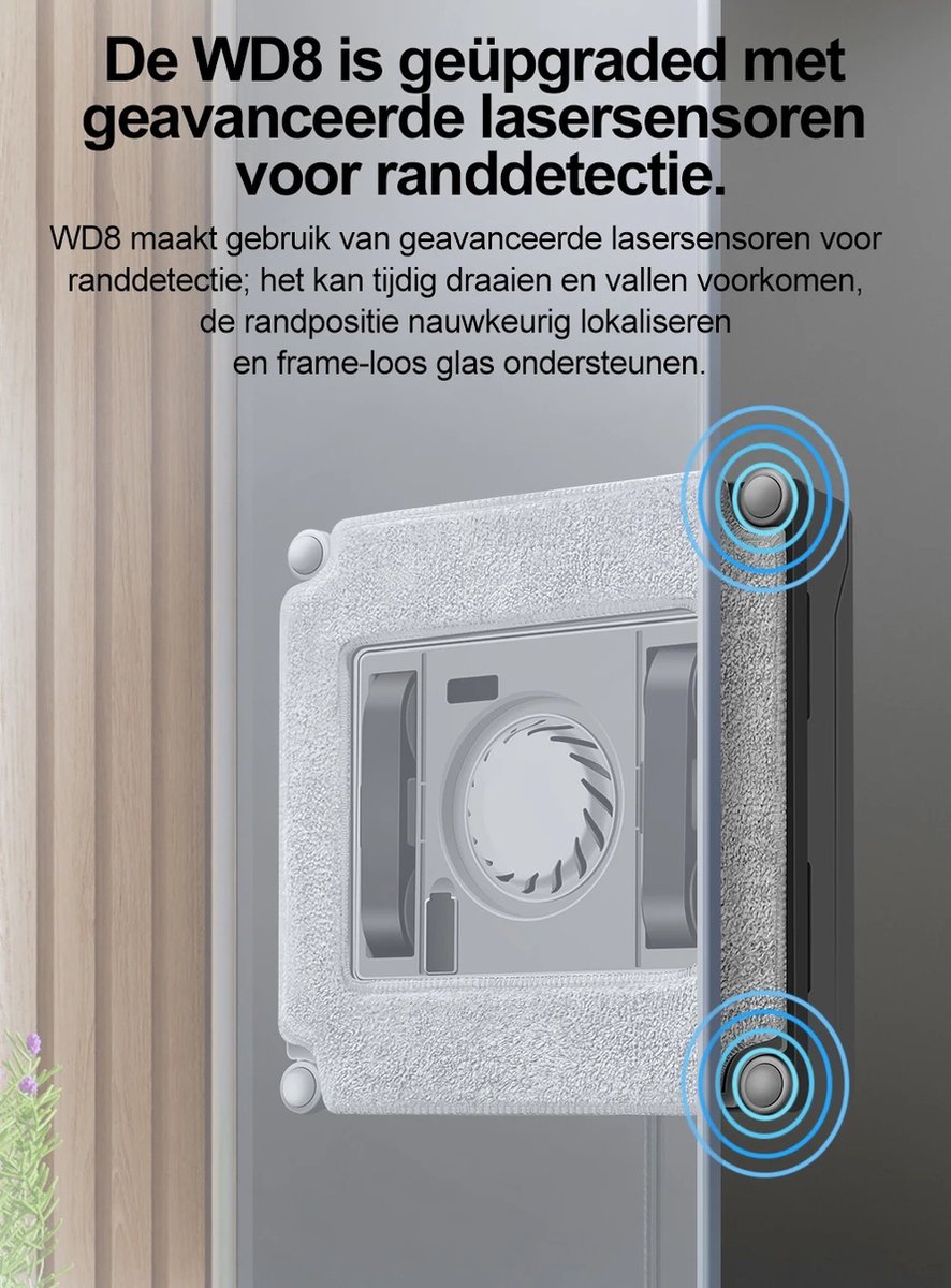 Robot raamreiniger - Dubbele Watersproeier - Slim Geheugen - Hoge Vacuümaanzuiging - Lasersensor - Robot voor het Reinigen van glas - App besturing - QUORE