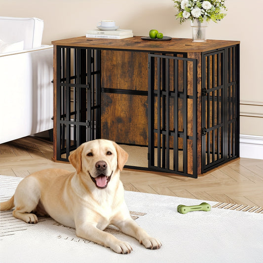 Hondenbench – Hondenkooi – Hondenhok – Hondenren – Hondenmand – Vintage Bruin – Multifunctionele Meubelbench – Topdeurtje Met Veiligheidssluiting – Geschikt Voor Medium En Grote Honden 108x66x77 cm