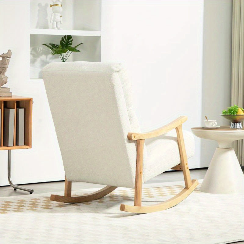 Schommelstoel – Schommelzetel – Schommelstoel Binnen – Buitenstoel – Relaxstoel – Ergonomisch Design – Massief Hout & Kussen