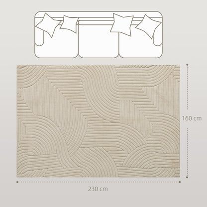 Vloerkleed – Tapijt – Karpet – Mat – Laagpolig – Crèmekleur – Machinegeweven – 15 mm Poolhoogte – Slipvast