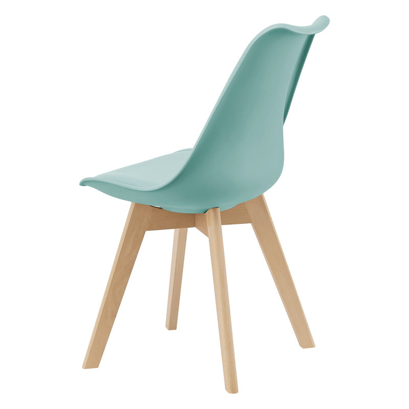 Eetkamerstoel – Kuipstoel – Stoel – Keukenstoel – Woonkamerstoel – Set van 6 – PU Kunstleer Zitting – Massief Beukenhout Frame – Mintkleur