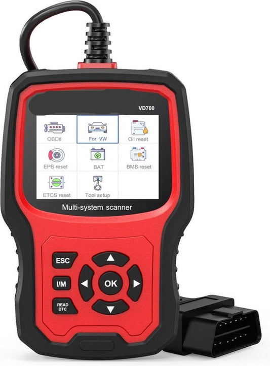 OBD2 Scanner - VD700 - Diagnosecomputer - Storing Verwijderen - Uitleesapparatuur Auto - Volledige Systeemcodelezer ABS EPB TPMS DPF