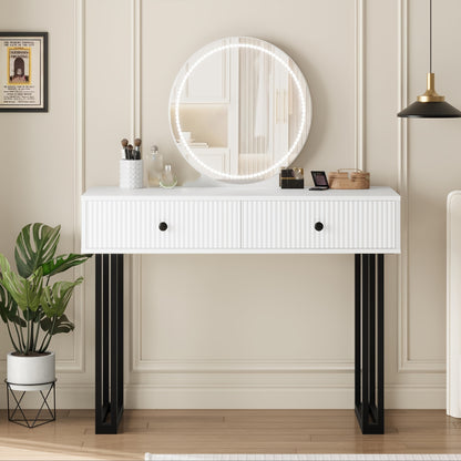 Kaptafel Wit – Make-up Tafel – Schminktisch – Dressingtafel – Toilette – Compact Ontwerp – 2 Ruime Lades – 69 cm Hoogte – Direct Gebruiksklaar – Glamour Stijl