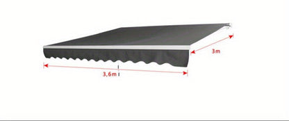 Zonnescherm – Uitvalscherm – Terrasoverkapping – Schaduwdoek – Markies – Handmatig Bediening – Aluminium Frame – PU-Gecoat Polyester Doek – 360x300 cm – Donkergrijs