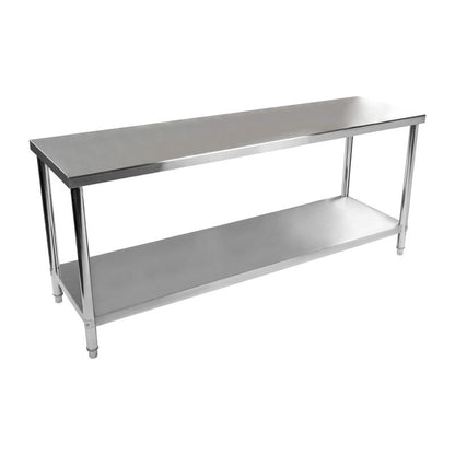 Professionele RVS Werktafel – RVS Werkbank – Keukentafel – Cateringtafel – Roestvrijstalen Werktafel – 200x60 cm – Verstelbare Pootjes – Onderblad Opbergruimte