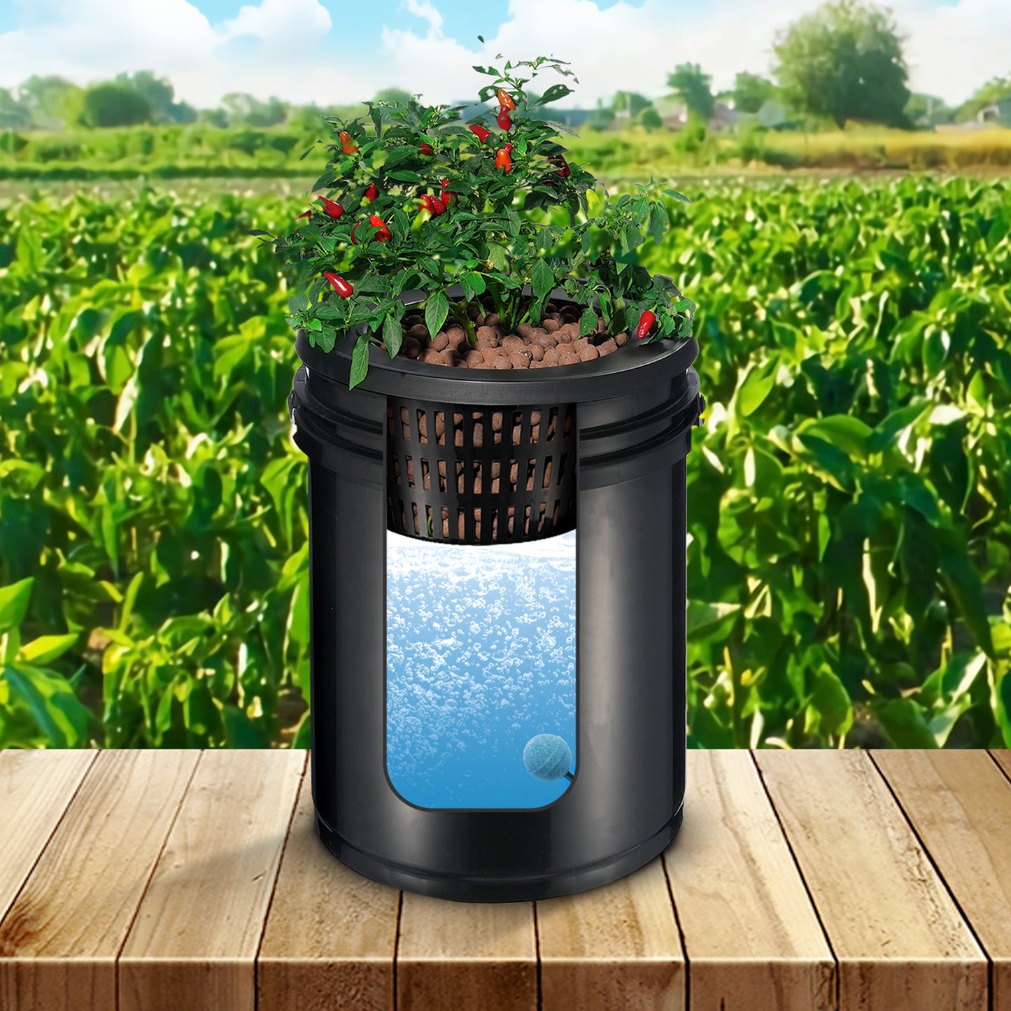 Hydrocultuurset – Hydroponics Systeem – Deep Water Culture – Recirculerend Kweekstation – Indoor Tuinsysteem – 4 Emmers 19 Liter – Automatische Watercirculatie