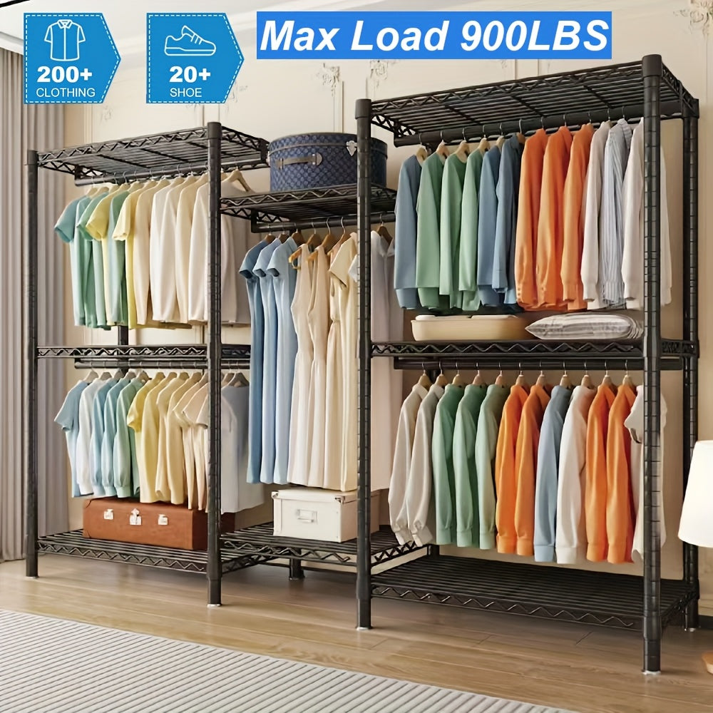 Kledingkast Organizer – Vrijstaande Kledingkast – Kledingrek – Opslagkast – Garderobekast – 22mm Stalen Frame – 408kg Draagkracht – 8 Verstelbare Planken – 5 Hangstangen