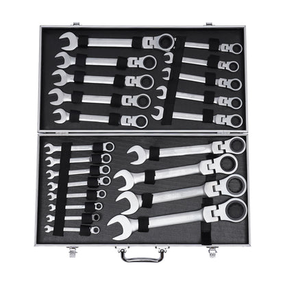 TOOL1SHOOO Professional Ratchet Wrench Set, 22 Sizes, 6mm-32mm, with Tool Box, Suitable for Industrial Electrical Maintenance and Automotive Bolt Fastening, Automotive Maintenance, Polished Finish, Durable Construction, Wrenc