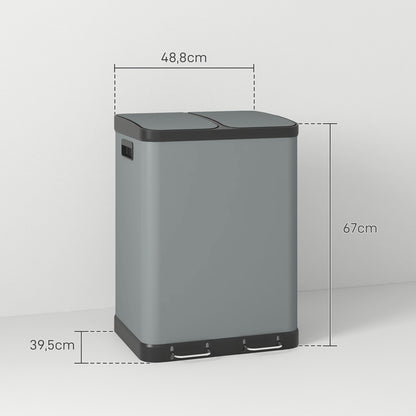 Prullenbak – Afvalbak – Vuilnisbak – Afvalemmer – Pedaalemmer – Metalen Behuizing – 2x30 Liter Met Softclose Pedaal</s>