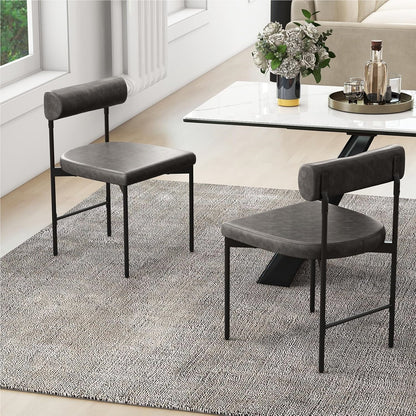 Eetkamerstoelen – Stoelen – Keukenstoelen – Design Stoelen – Armloze Stoelen – Ergonomisch Comfort – Grijs PVC Kunstleer