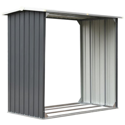Houthok – Houtopslag – Brandhoutrek – Houtberging – Haardhout Rek – Verzinkt Staal – Weerbestendige Grijze Coating – 172 x 91 x 154 cm – Stevig Duurzaam Frame
