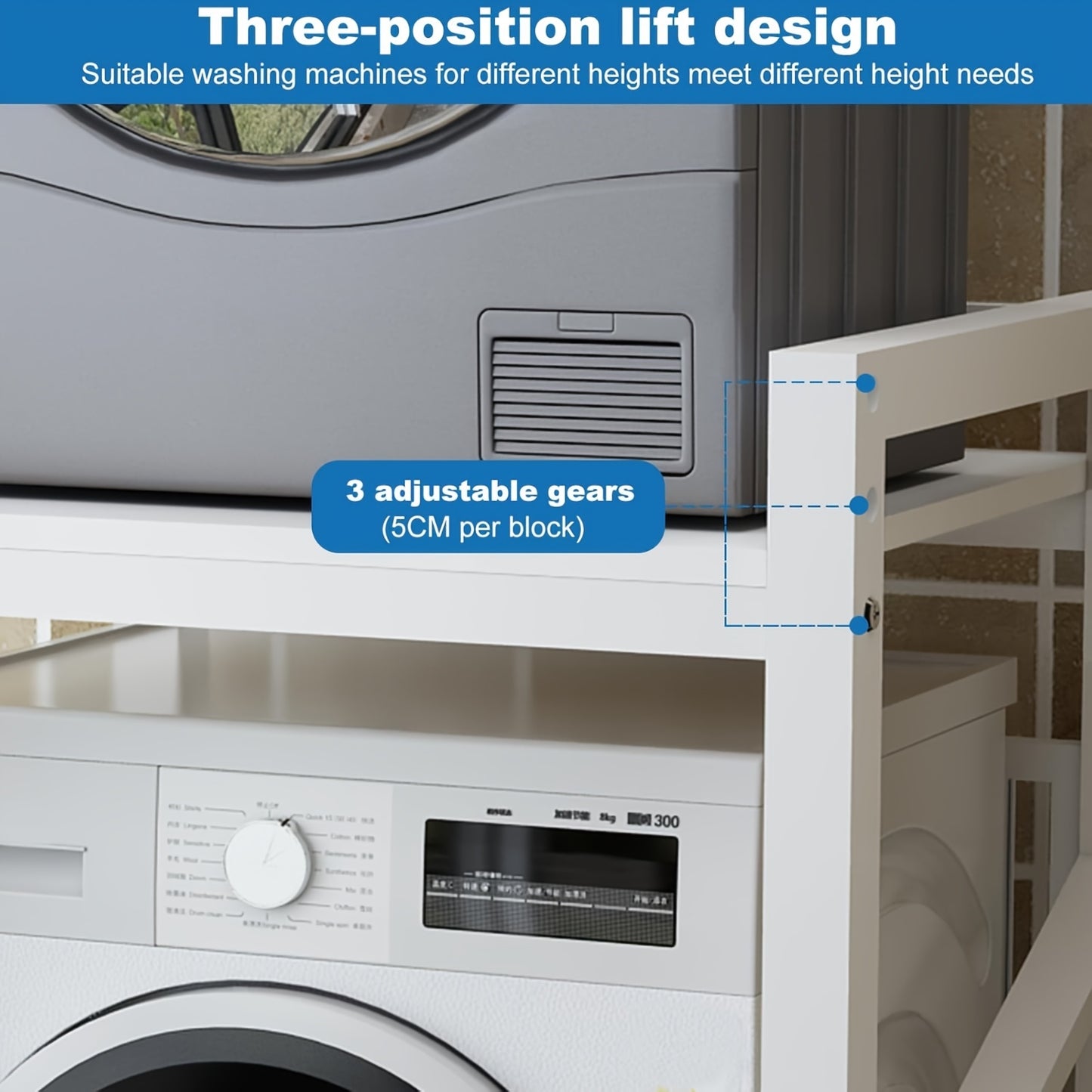 Wasmachine Standaard – Wasmachine Verhoger – Wasmachine Sokkel – Wasmachine Onderstel – Wasmachine Opbouwmeubel – Verstelbare Hoogte – Stevig Metaal Met Opbergrekken