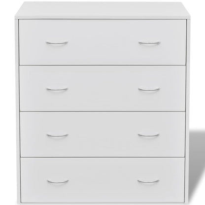 Ladeblok – Ladekast – Opbergkast – Ladekastje – Rolcontainer – 4 Lades – Compact 60x30,5x71 cm – Wit Rattan-achtig Materiaal