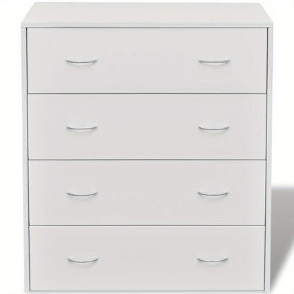 Bijzettafel – Nachtkastje – Opbergkastje – Ladeblok – Kastje – 4 Lades – Ruime Opbergruimte – Weerbestendig Wit