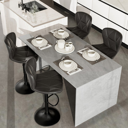 Barstoel – Barkruk – Barkrukken – Barstoelen – Keukenstoel – Verstelbaar – Zwart Kunstleer Met Memory Foam