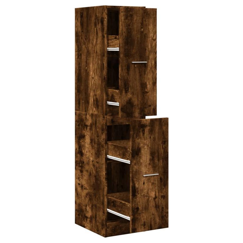 Apothekerskast – Medicijnkast – Opbergkast – Keukenkast – Badkamerkast – Gerookt Eikenhout – Compact 30x41x144,5 cm