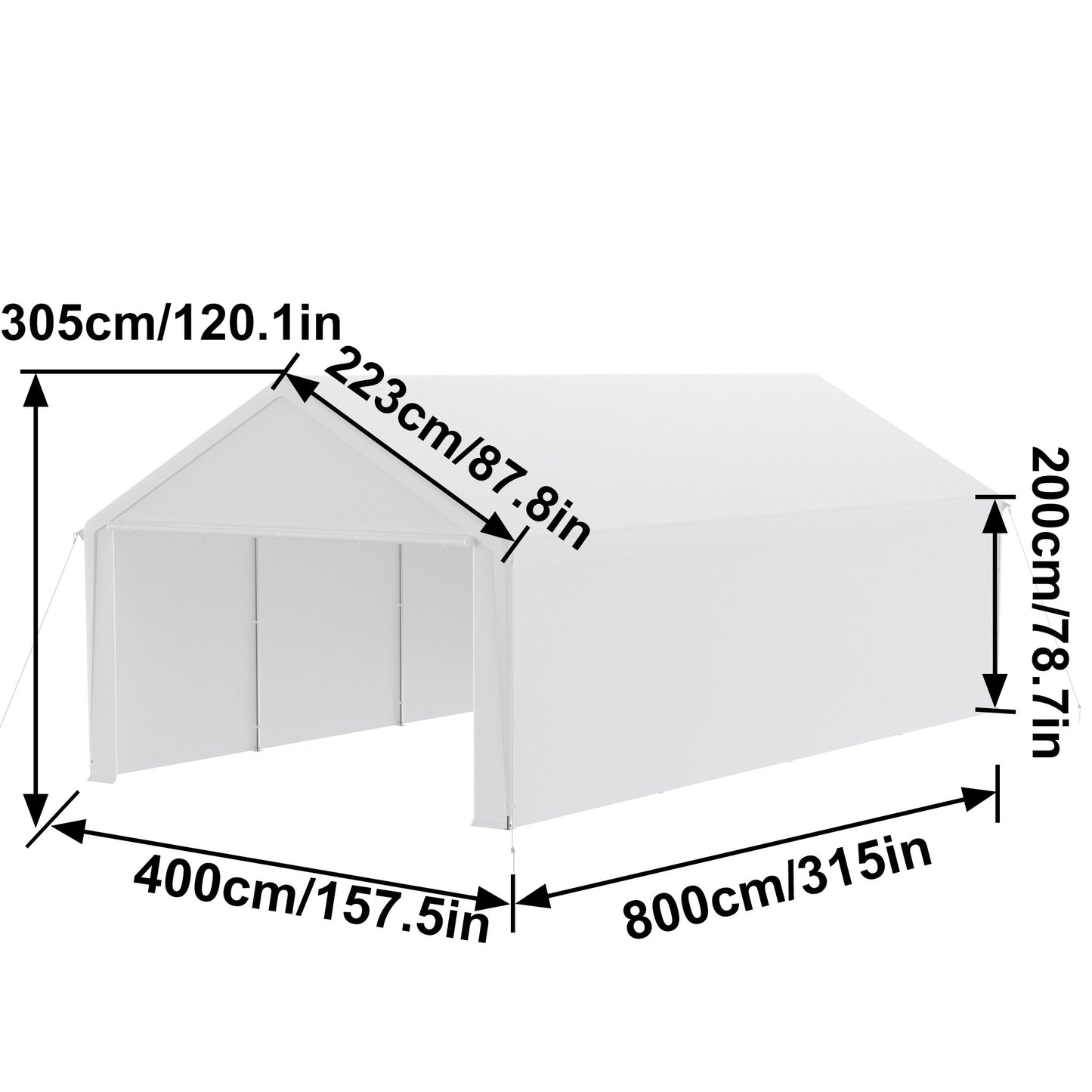 Carport Tent Garage – Auto Overkapping – Carport Schuur – Mobiele Garage – Opslag Tent – Afneembare Zijwanden – 3x6 Meter – Stalen Frame Grijs/Wit
