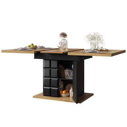 Uitklapbare Eettafel – Uitschuifbare Tafel – Klaptafel – Verlengbare Keukentafel – Ruimtebesparend – 110-140x80 cm – Duurzaam Bamboo – Handmatig Verstelbaar