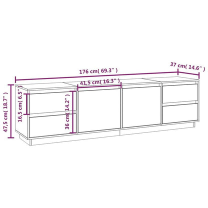Mid-Century Modern Farmhouse-Style TV Stand for Living Room, Entertainment Center with Ample Storage, Solid Pine Wood, 176x37.5x47.5 cm, Perfect for Kitchen and Living Room