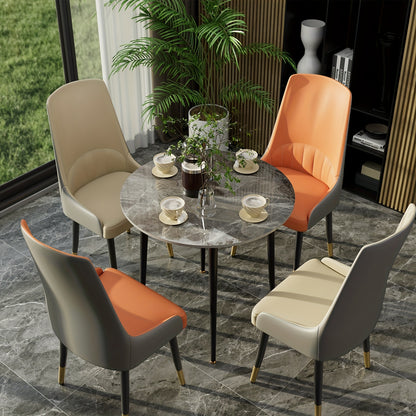 Eetkamerstoelen – Stoelen – Keukenstoelen – Woonkamerstoelen – Zitmeubelen – Set Van 2 Oranje+Grijs – Ergonomische Hoge Rugleuning – Max Belastbaar 150 Kg