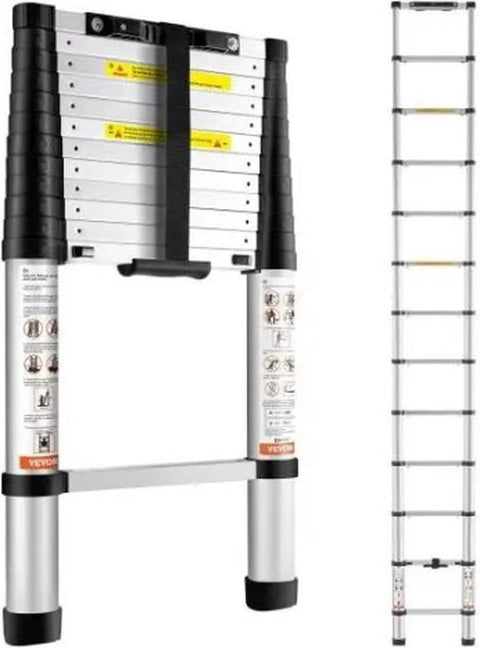 Telescopic ladder - Telescopic ladder aluminum - Sliding ladder telescopic - Anti-slip - 4 meters