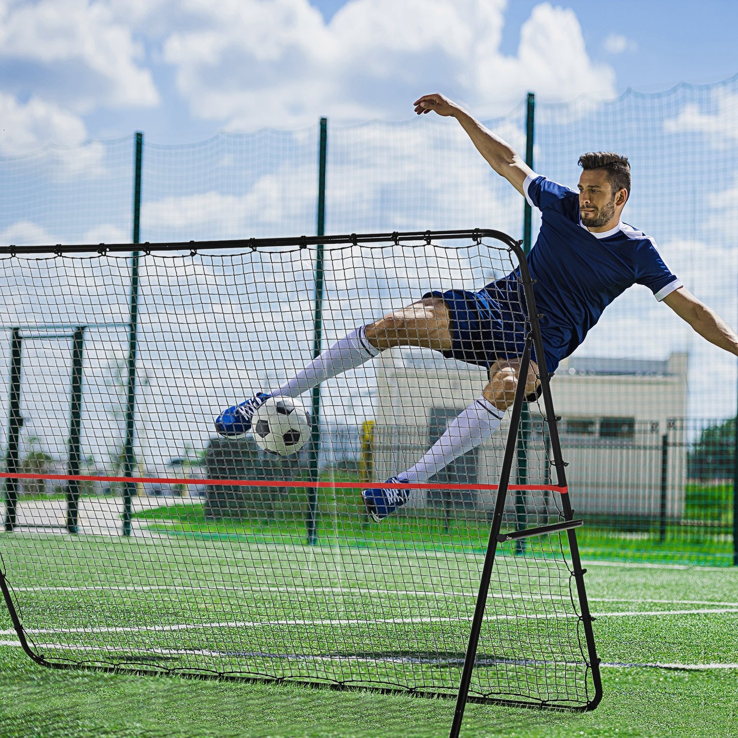 Voetbaltrainer – Voetbal Rebounder – Trainingsnet – Bal Terugkaatsers – Voetbal Trainingsdoel – Verstelbaar Net – Stalen Frame – Duurzaam PE Net