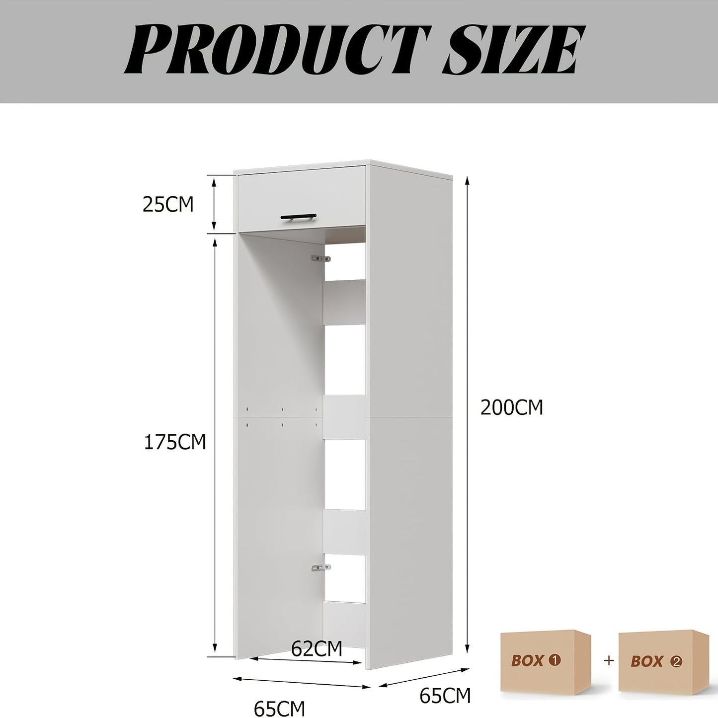 Wasmachinekast – Wasdrogerkast – Opbergkast – Stapelbare Kast – Wasruimte Organizer – Ruimtebesparend Ontwerp – Robuuste Houten Constructie – 200x65x65 cm – Vrijstaand – Eenvoudige Montage